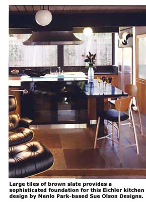 sue olsen designed kitchen with slate floor