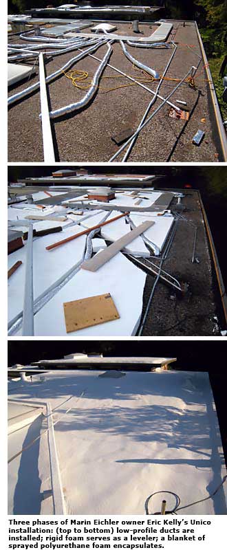 three views of roof installation