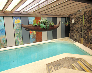 Architect Henry Hill's poolside mosaic by an unknown artist, El Cerrito (early 1960s).