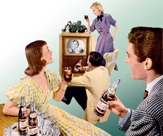 Fizz, flavor, goodness, fun, and memories all in one bottle: mid-century Pepsi Cola ad.
