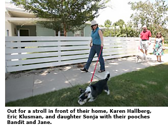 Karen Hallberg and family and dogs out walking