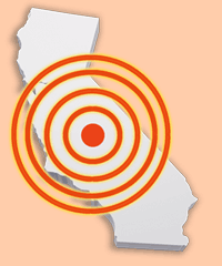 california outline with bullseye