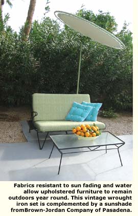 uphostery fabric sample on patio furniture